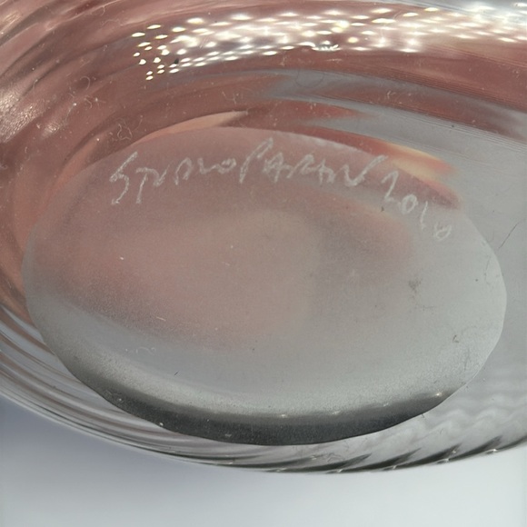 Studio PARAN Richard Jones Optic Twist Flask Glass Vase purple and clear Signed - Picture 5 of 12